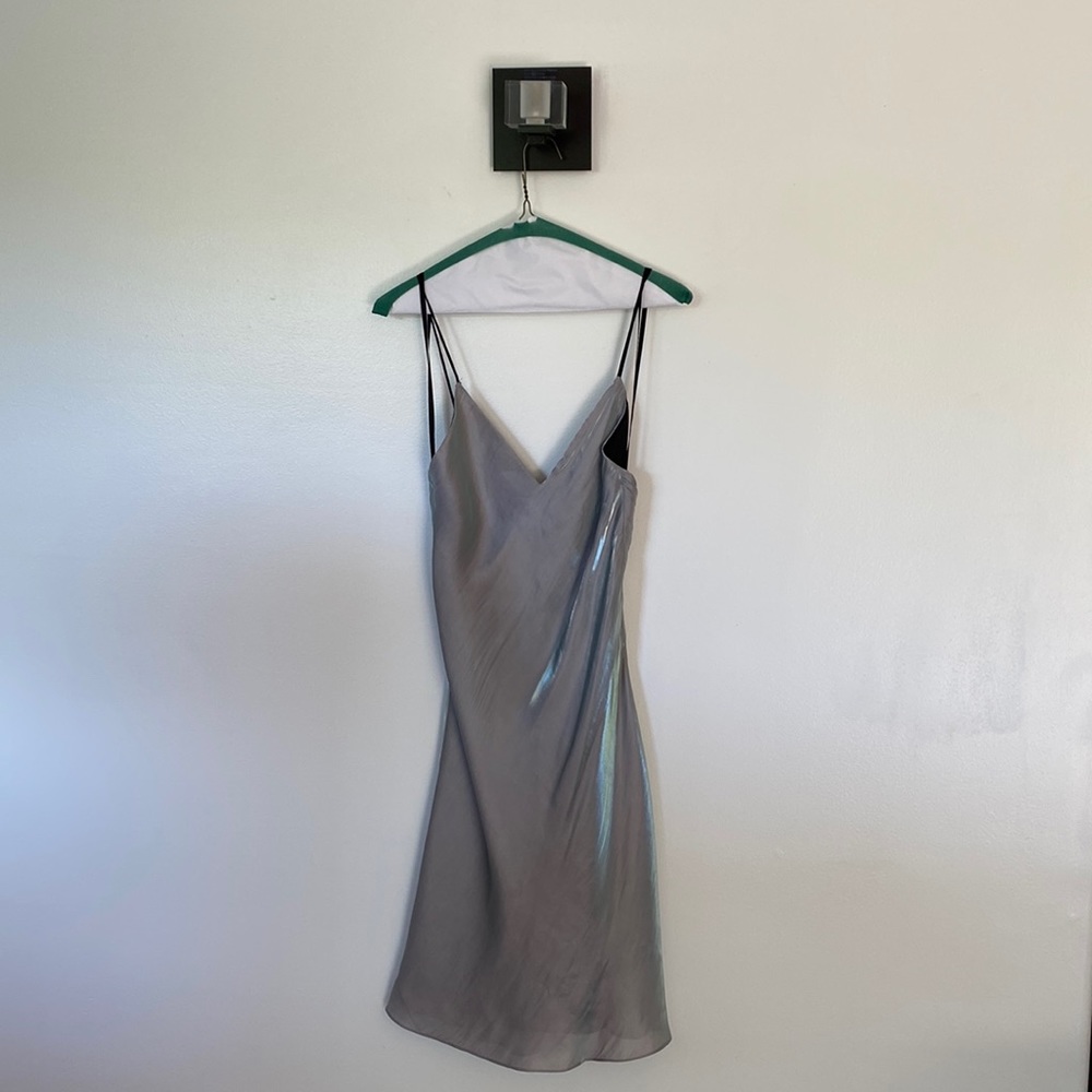 rag & bone Iridescent Silver Shift Slip Dress